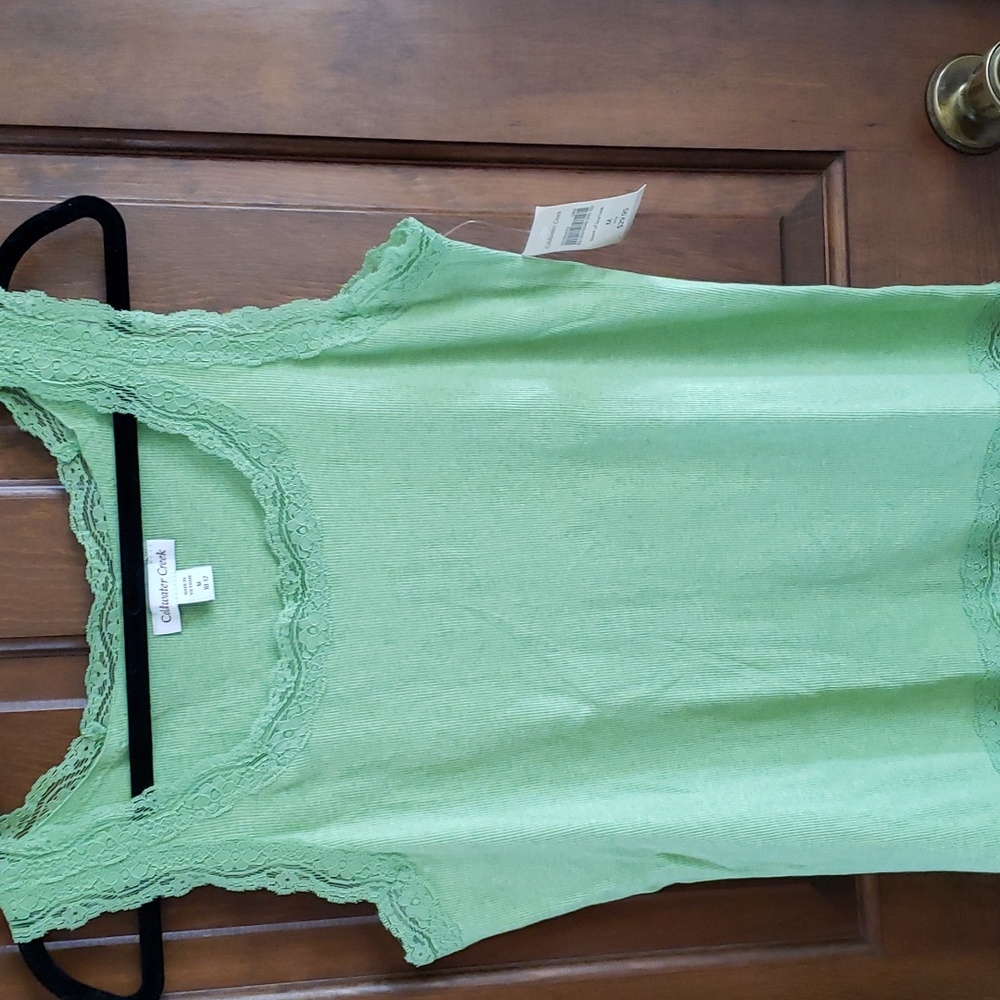 Coldwater Creek Ribbed Lace Edged Tank Top NWT Size M (10/12)